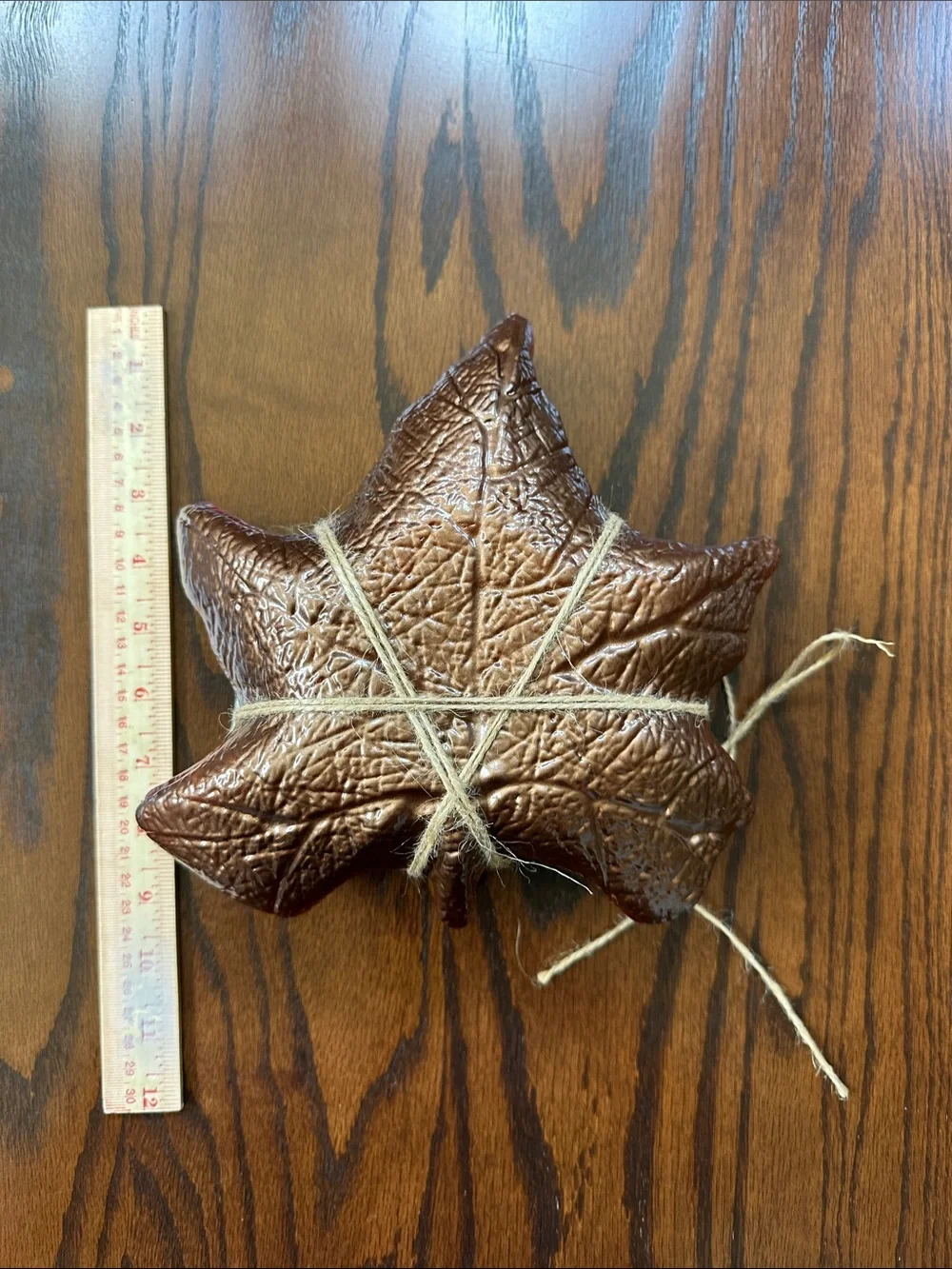 Amber Leaf-Shaped Decorative Bowl -
